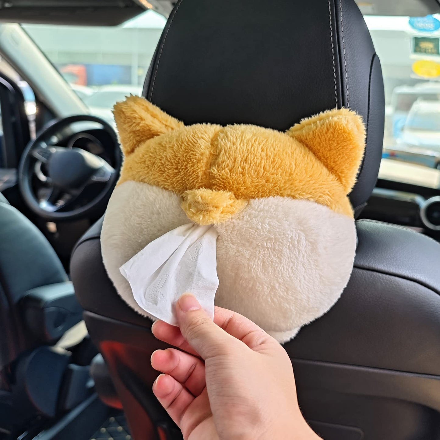 Tissue Box Cover Soft Adorable Corgi Butt Shaped Creative Storage Bag Hanging Pouch Tissue Box Wrapper For Car Home - Zeedeey - All stuffs go, go figure