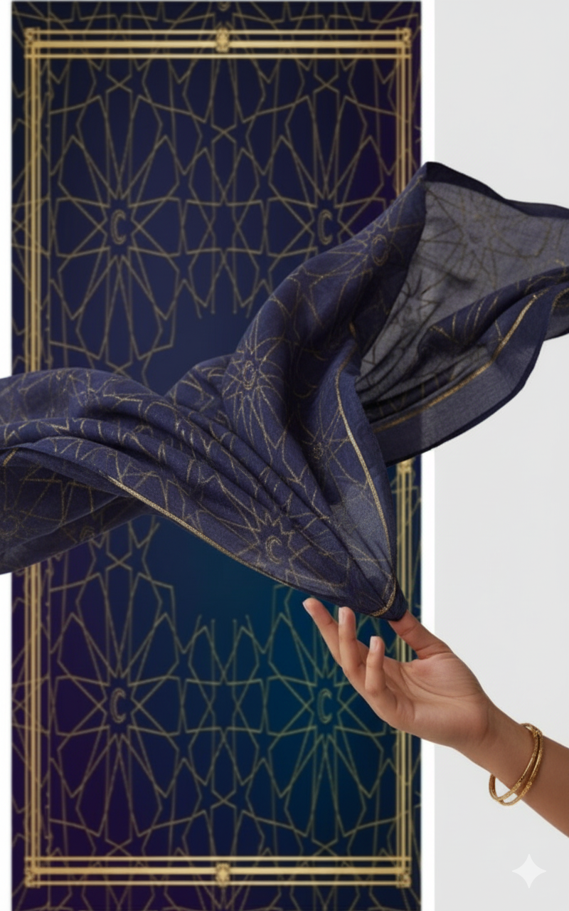 Blue Islamic geometry hijab - Zeedeey - All stuffs go, go figure