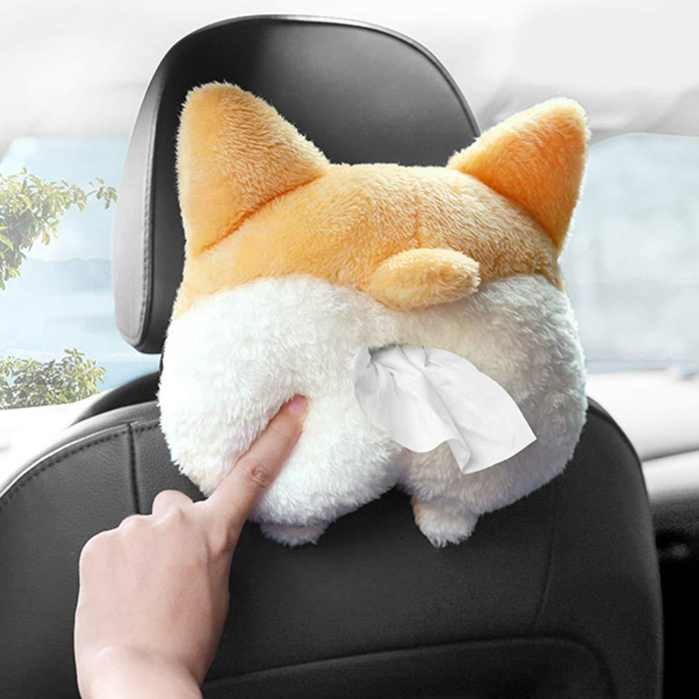 Tissue Box Cover Soft Adorable Corgi Butt Shaped Creative Storage Bag Hanging Pouch Tissue Box Wrapper For Car Home - Zeedeey - All stuffs go, go figure