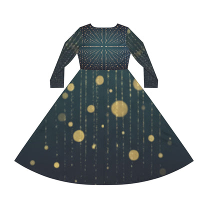 Sparkling Long Sleeve Dance Dress, Elegant Party Gown, Great for Performances, Holiday Celebrations, Stylish Dancewear - Zeedeey - All stuffs go, go figure