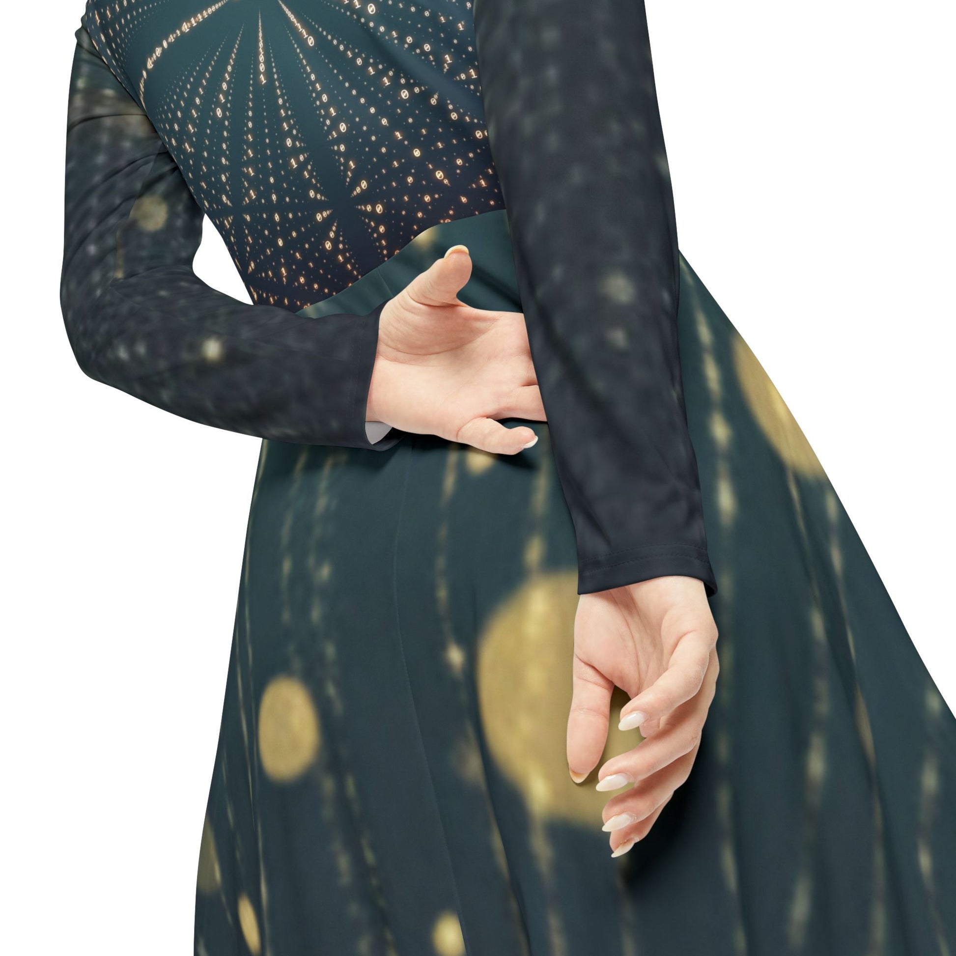 Sparkling Long Sleeve Dance Dress, Elegant Party Gown, Great for Performances, Holiday Celebrations, Stylish Dancewear - Zeedeey - All stuffs go, go figure