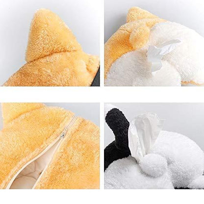 Tissue Box Cover Soft Adorable Corgi Butt Shaped Creative Storage Bag Hanging Pouch Tissue Box Wrapper For Car Home - Zeedeey - All stuffs go, go figure