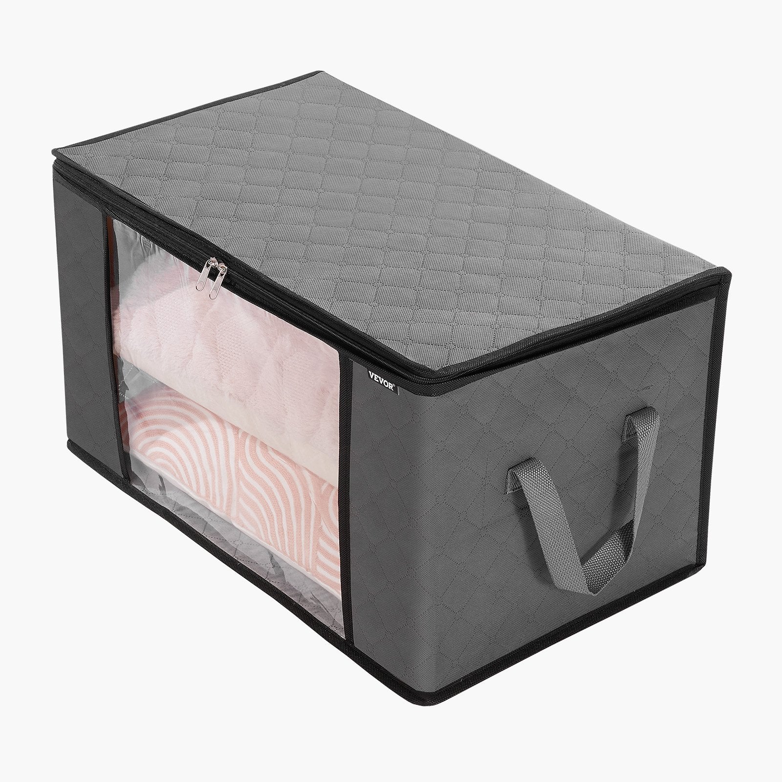 6 Packs 60L Oversized Blanket Storage Bags Sturdy Fabric Clothes Storage Containers For King Comforter Bedding Pillow Sheet, Grey - Zeedeey - All stuffs go, go figure