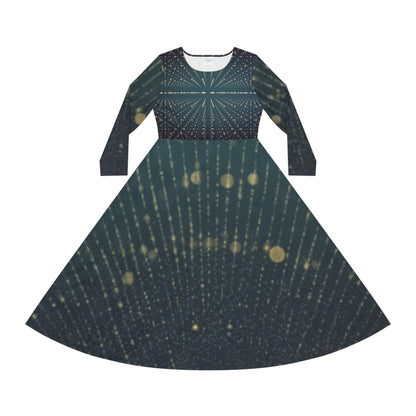 Sparkling Long Sleeve Dance Dress, Elegant Party Gown, Great for Performances, Holiday Celebrations, Stylish Dancewear - Zeedeey - All stuffs go, go figure