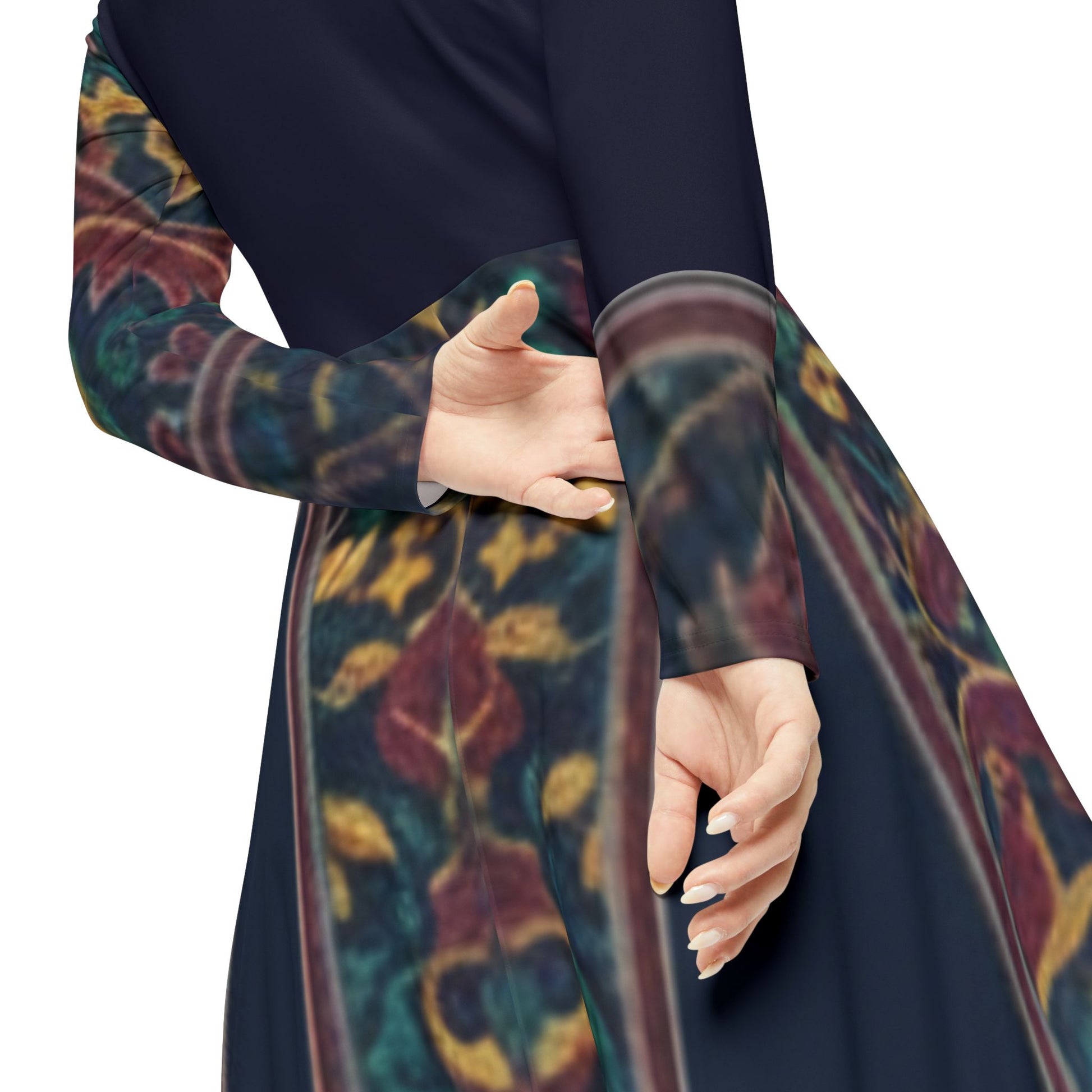 Bohemian Floral Women's Long Sleeve Dance Dress | Casual Outing, Evening Event, Dance Class, Wedding, Seasonal Celebrations - Zeedeey - All stuffs go, go figure