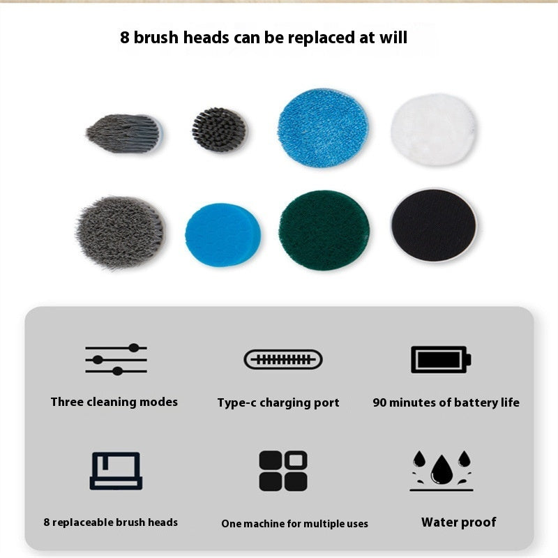 8 In 1 Display Screen The Third Gear Rotatable Night Light Multifunctional Waterproof Wireless Cleaning Brush - Zeedeey - All stuffs go, go figure