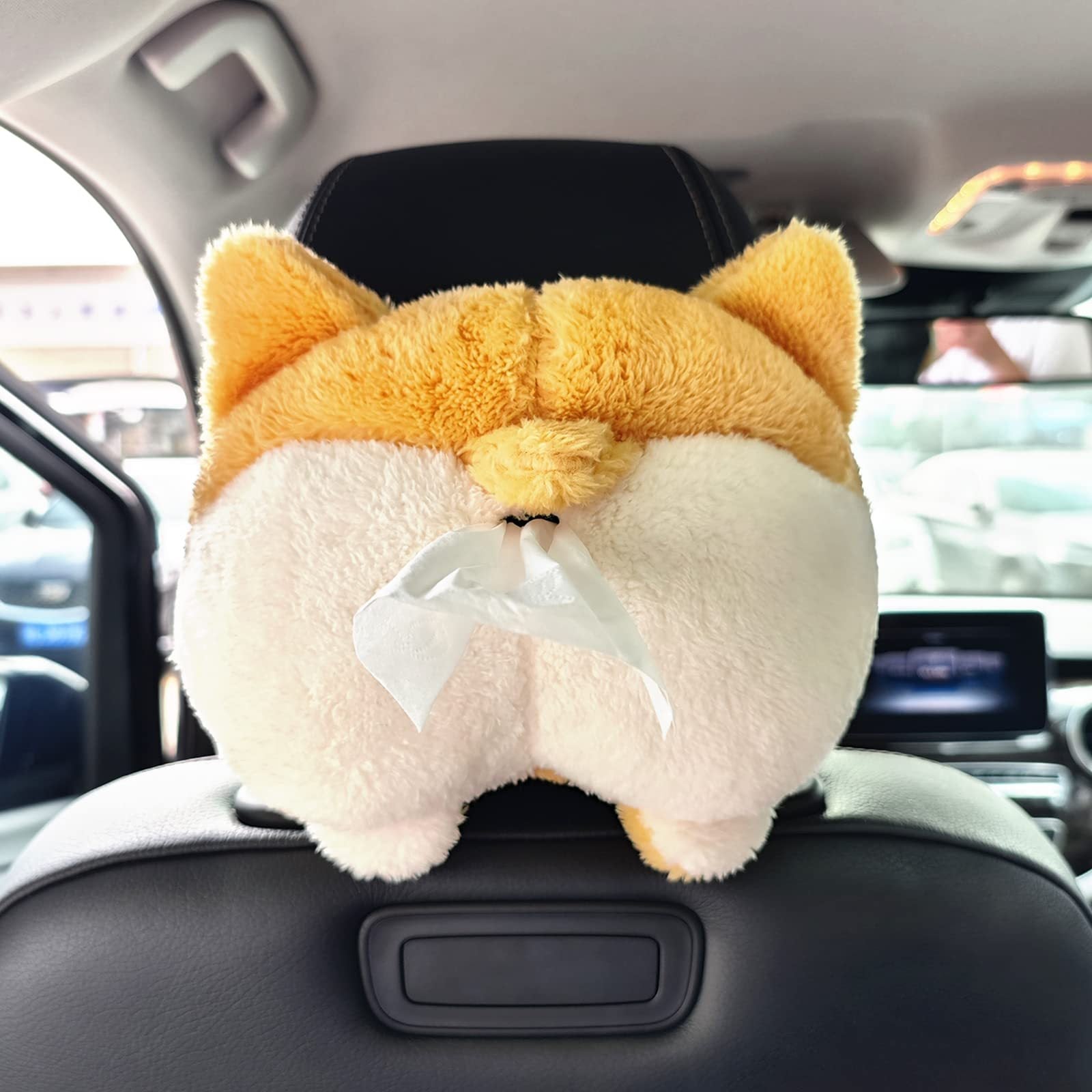 Tissue Box Cover Soft Adorable Corgi Butt Shaped Creative Storage Bag Hanging Pouch Tissue Box Wrapper For Car Home - Zeedeey - All stuffs go, go figure