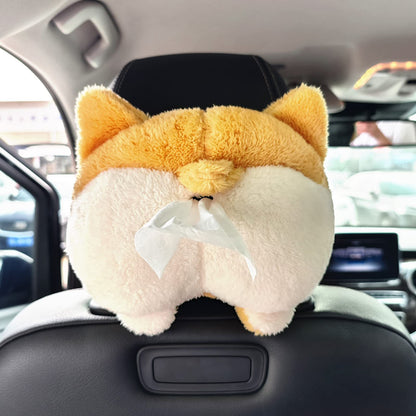 Tissue Box Cover Soft Adorable Corgi Butt Shaped Creative Storage Bag Hanging Pouch Tissue Box Wrapper For Car Home - Zeedeey - All stuffs go, go figure