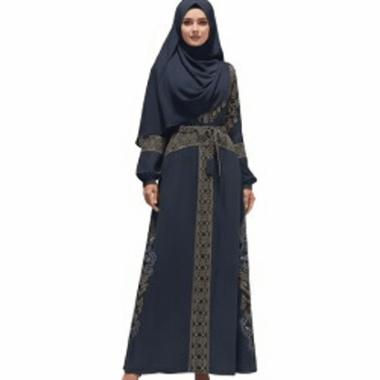 InterestPrint Long Sleeve High Neck Long Dress All Over Print Polyester Spandex