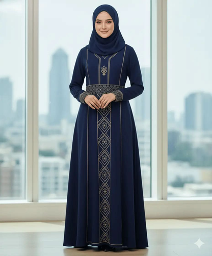 Design Long Sleeve High Neck Long Dress - Zeedeey - All stuffs go, go figure