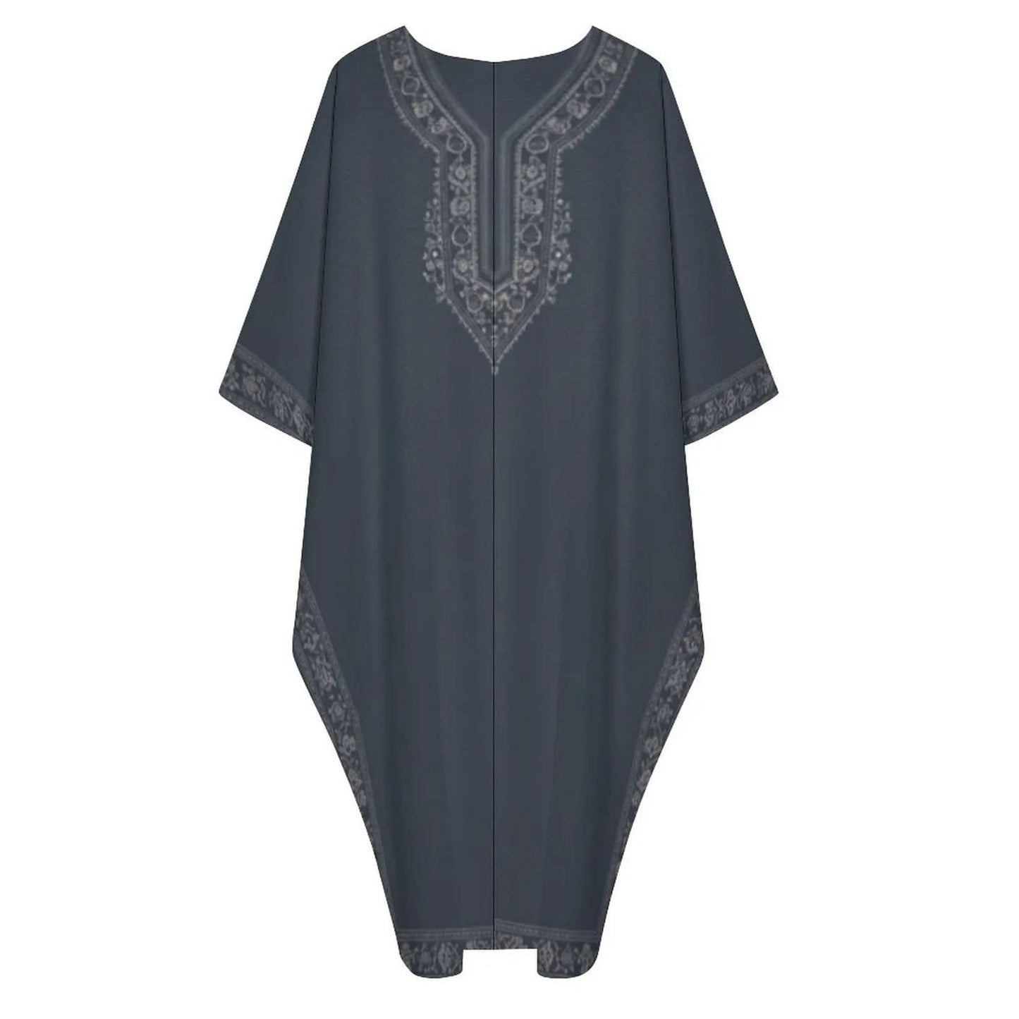 Dark blue Design V-Neck Kaftan Dress - Zeedeey - All stuffs go, go figure