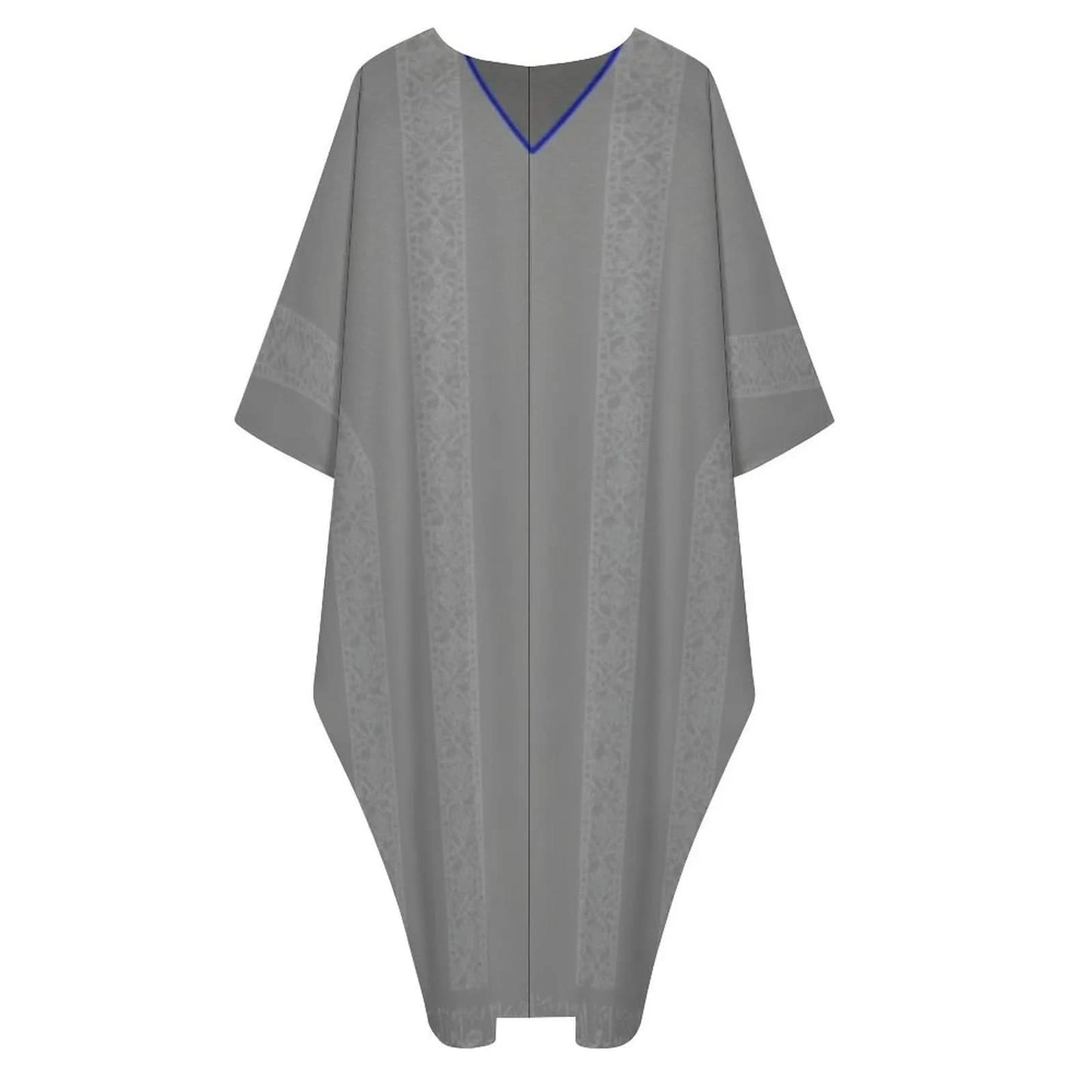 Gray Stylish Design V-Neck Kaftan Dress - Zeedeey - All stuffs go, go figure