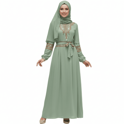 InterestPrint Long Sleeve High Neck All Over Print Long Dress