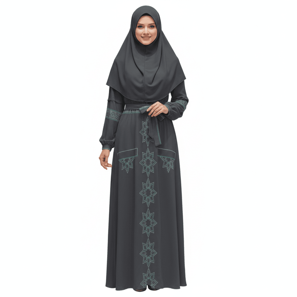 InterestPrint Long Sleeve High Neck Long Dress Polyester All Over Print