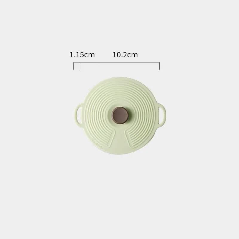 Round food-grade silicone fresh-keeping cover with handles and central knob, 10.2cm diameter, light green