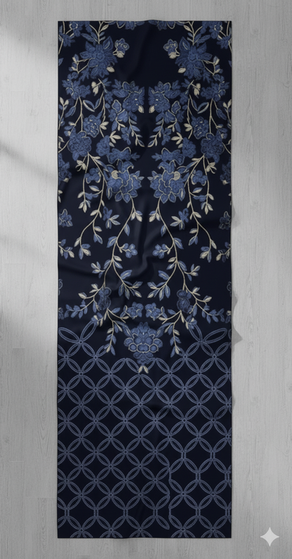 Blue flora scarf hijab - Zeedeey - All stuffs go, go figure